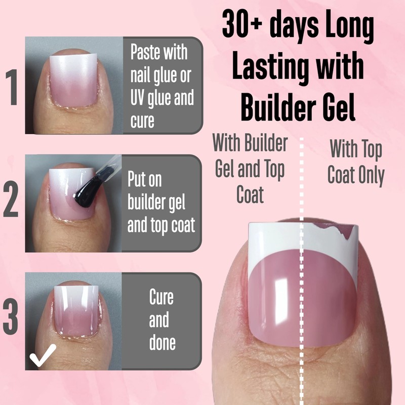 NOVO OVO Ombre French Tip Press on Toe Nail Tips,