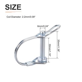 DTGN 6mm x 35mm (DxL) Shaft Locking Pin - 5Pack - Good for Farm Trailers Lawn - Carbon Steel Round Trailer Coupler Pin W/Ear - Silver Tone