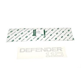 Land Rover Defender 110 Rear Decal Silver ON Clear Background Genuine Part: BTR1049