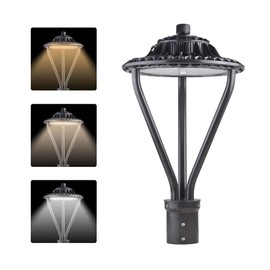 LED Post Top Pole Light,30-50W-75w ,ETL DLC listedNeed to install LED Post Top Pole Light,3000K 4000K 5000K 3CCT tunable,IP65 Waterproof Fixtures for Garden Yard Pathway Street Lighting (Black)