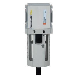 PneumaticPlus PPF3-N02B Compressed Air Particulate Filter, 1/4" NPT (High Flow), 5 Micron, Poly Bowl, Manual Drain, Bracket