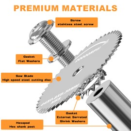Inside Pipe Cutter Set, 1/4" Hex Shank PVC Plumbing Internal Pipe Cutter, Heavy-Duty Pipe Cutter for Inside Cutting Below Floor or in Wall, Includes 32mm & 44mm HSS Saw Blades