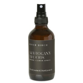 River Birch Mahogany Woods Scented Linen and Room Spray | Home Fragrance | 4 oz Glass Amber Bottle | Luxury Signature Scent | Handmade in Texas