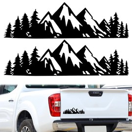 2pcs Vinyl Mountain Decal, Snow Mountain Tree Decal Sticker, UV Protection and Waterproof, Laptop Decal, Trunk Logo Decal Sticker, Car Exterior Accessories