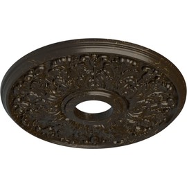 Ekena Millwork 16 1/2"OD x 3 5/8"ID x 1 1/8"P Apollo Ceiling Medallion Fits Canopies up to 5 5/8" Ceiling Medallion, Stone Hearth Crackle