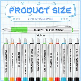 Faccito 24 Pcs Thank You Ballpoint Pens Inspirational Quotes Pen Black Ink Funny Pen Motivational Pens Encouraging Retractable Ballpoint Pens for Women Men Employee Nurse Teacher Gift, 6 Styles