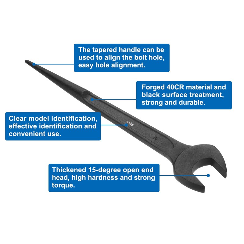sourcing map Single Open End Spanner Wrench 36mm 15 Degree