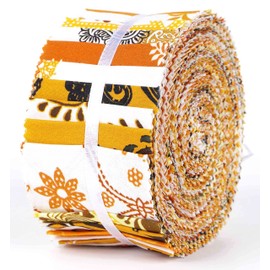 Soimoi 40Pcs Paisleys Print Cotton Precut Fabrics for Quilting Craft Strips 2.5 inches Jelly Roll - Orange