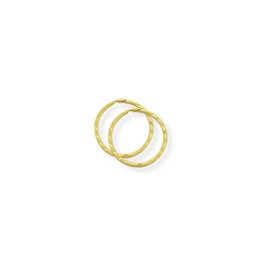 Jewelco London 9ct Yellow Gold 1mm Thin Diamond-cut Hinged Sleeper Hoop Earrings - 12mm
