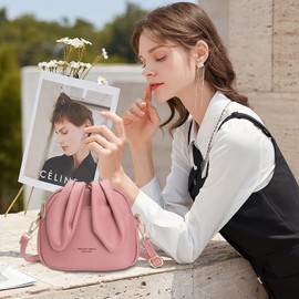 NICOLE & DORIS Small Handbags Women Cute Crossbody Bags Rabbit Shoulder Bag PU Leather Satchel Handbag Girls Messenger Bag Phone Bags Side Bags Pink