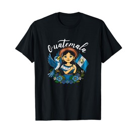 Guatemala Guate Girl Woman Guatemalan Flag Day Quetzal Bird T-Shirt