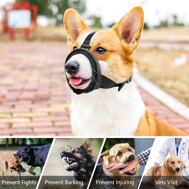 HEELE Dog Muzzle with Head Strap and Adjustable Loop and