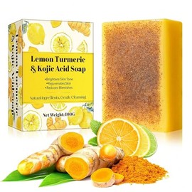 Kurkuma Zitronen Kojic Acid Soap, Natürliche Aufhellende Turmeric Seife, Tiefenreinigend, Feuchtigkeitsspendend Und Peelend, Kurkuma Seife Geeignet Für Empfindliche Haut