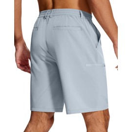 SERAMY Mens Golf Dress Shorts Stretch Dry Fit 6 Pockets 9 Inch Inseam Lightweight Breathable for Hiking Casual Work Light Grey L