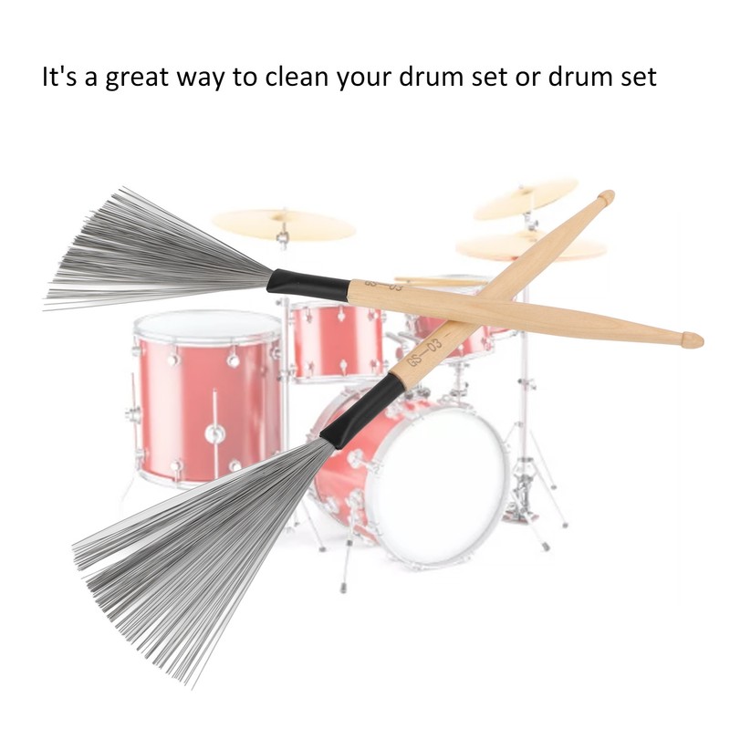 2PCS Drum Brush Double Headed Dual Purpose Maple Drumstick Rubber