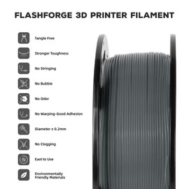 FLASHFORGE PLA Filament 1.75mm, 3D Printer Filament 1kg (2.2lbs) Spool, Dimensional Accuracy +/- 0.02mm, 3D Printing Filament Easy to Use and Fits for Most FDM 3D Printers (Grey)