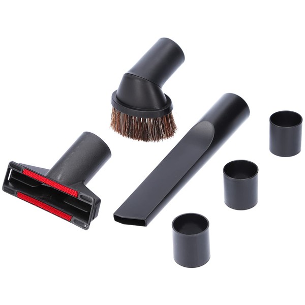 McFilter | 6-Piece Universal Nozzle Set Including Furniture Brush, Upholstery Nozzle, Interstice Nozzle, Adapter, Black, Connection Diameter 32/35 mm for Hoover