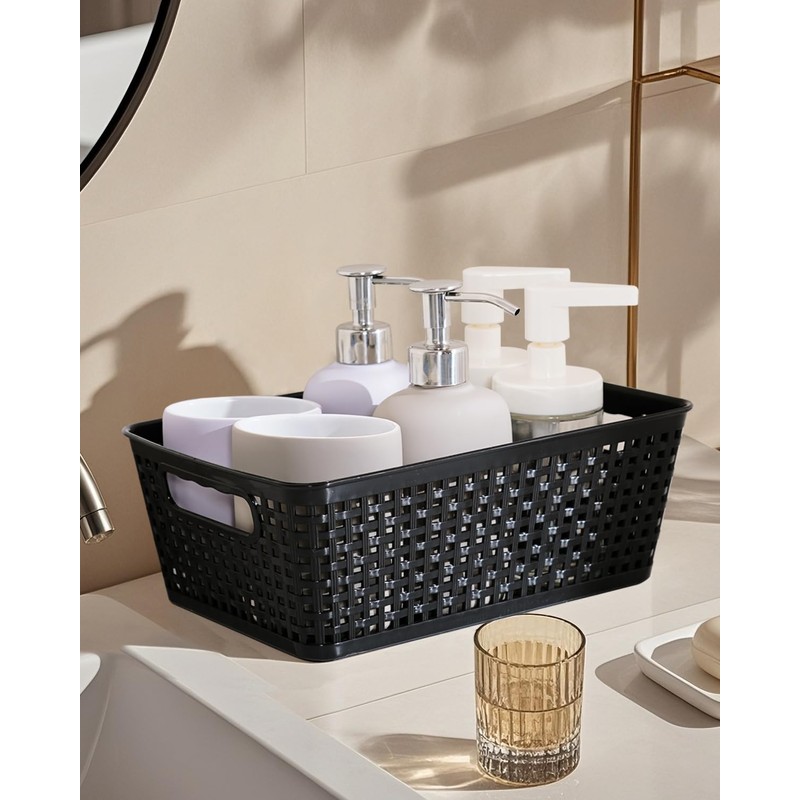 Storage Bins with Lids 6 Packs, Plastic Storage Bins with