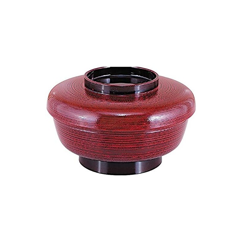 J-kitchens Yasuragi Mini Bowl (Donburi), Tamashiki Brush Inside Vermilion (Lid),