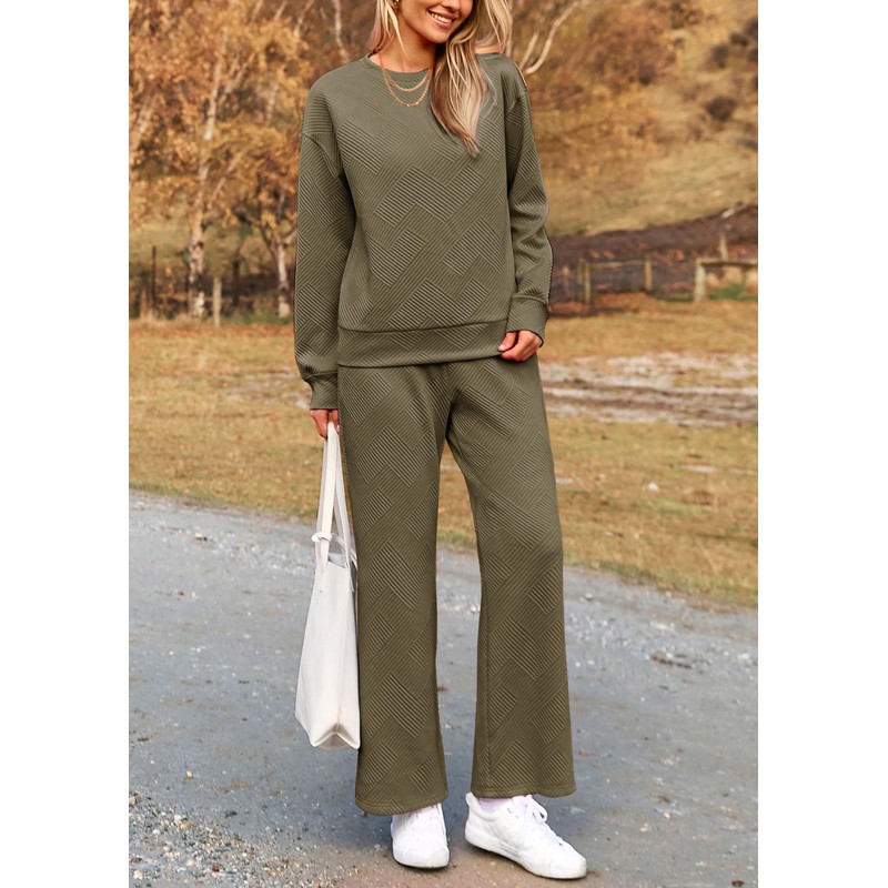 PRETTYGARDEN Womens 2025 Fall 2 Piece Outfits Long Sleeve Pullover