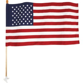 Valley Forge American Flag Kit 2.5' x 4' Polycotton SENTINEL 100% Made in U.S.A. 5' Wood Pole and Bracket Model AA99050,Red,White,Blue