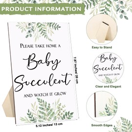 Geetery 101 Pcs Succulent Baby Shower Party Favors for Guests Include 1 Wooden Table Sign 50 Kraft Succulent Pots and 50 Tags for Baby Shower Party Gifts(Greenery)