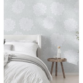 Safiyya Floral Peel and Stick Wallpaper Light Grey Contact Paper Modern Wall Paper Renter Friendly Self Adhesive Removable Wallpaper for Bathroom Vinyl Brown 17.3" x 78.7"