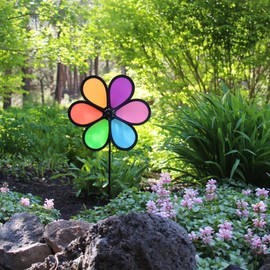 In the Breeze 10 Inch Neon Fusion Flower Spinner - Colorful Wind Spinner for your Yard and Garden