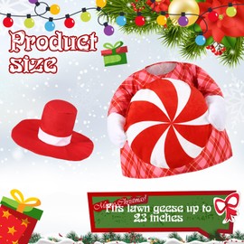 Sanwuta Christmas Lollipop Goose Outfit for 23'' Cement Christmas Porch Goose Costume Xmas Winter Patio Yard Outdoor Decor