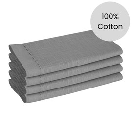 Cotton Clinic Dinner Napkins Famhouse Style 100% Cotton 18x18 Inch Set of 4 - Soft Durable Reusable Table Napkins for Dining Wedding Parties Holidays Easter and Everyday Use Cloth Napkins Grey