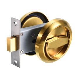 PATIKIL 4.8mm Round Recessed Pull Handle Knob, Pack Recessed Pulls Hidden Concealed Handle Knob with Screws for Sliding Door Drawer, Gold Tone