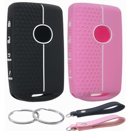 REPROTECTING Silicone Rubber Key Fob Cover Compatible with 2019-2024 Mazda 3 6 CX-30 CX-5 CX-9 CX-50 (Black/Pink, 4 Buttons/Silicone)