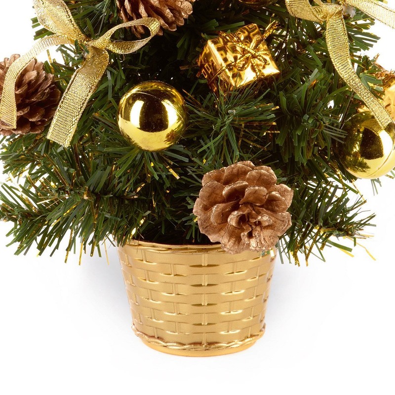 30cm Gold Dressed Christmas Tree