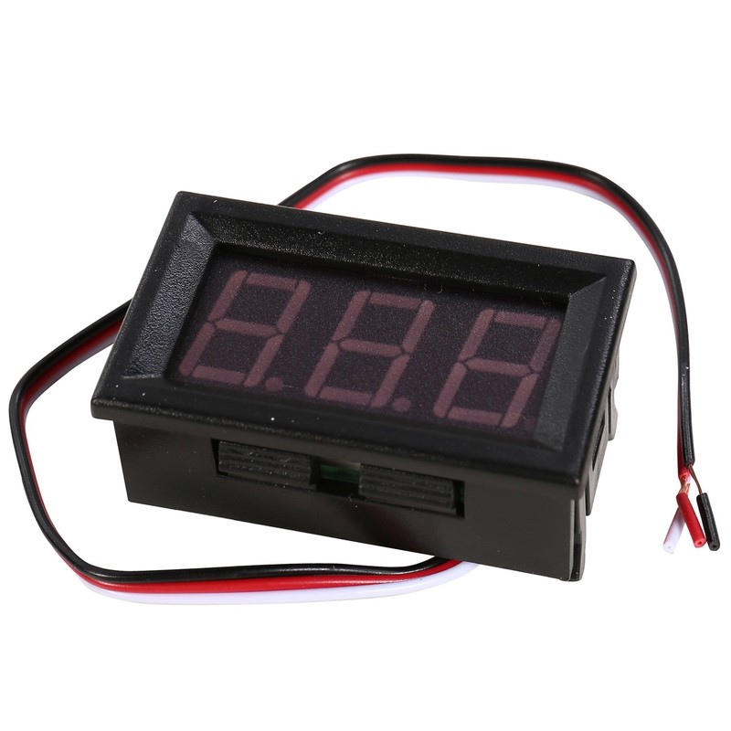 HWMATE 3-Wire Digital Voltmeter DC 0.00-30.0V with Red LED Display