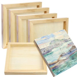 Fireboomoon 6 Pack Square Wood Panels,Unfinished Blank Wooden Canvas Cradled Painting Panel Boards for Craft,Drawing,Painting,Pouring,Wood Burning(8" x 8"/20cm x 20cm)