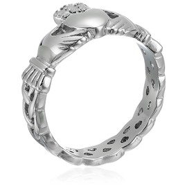 ELYA Jewelry Womens Stainless Steel Claddagh with Celtic Knot Promise Ring, White, 9