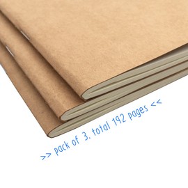 Travelers Notebook Inserts - Lined Refills for Standard Size Travelers Notebook, Set of 3, Total 192 Pages, 8.25 x 4.25 Inches