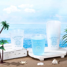 Baderke 16 Bachelorette Party Cups Last Toast on the Coast Clear Frosted Plastic Cute Bach Party Drinkware Reusable Cups Supplies Bridal Shower Favors Engagement Decorations Gift(16oz, Blue Shell)