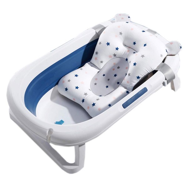 Baby Bath Pad Cushion Newborn Bathtub Bath Seat Support Non-Slip Bath Pillow Infant Floating Bathing Tub Seat Shower Mat Bathing Pillow Adjustable Sling Bath Pillow Bathtub Shower Pad Net