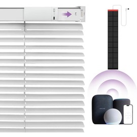 Hapadif Motorized Blinds with Remote Control, Blackout Smart Blinds for Windows, Horizontal Window Electric Blinds Cordless【Solar Powered Blinds】 Custom Automatic Blinds White 23" Wx64 H