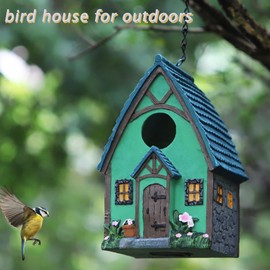 Tenforie Bird House for Outside, Resting Place for Birds, Hanging Natural Bird Nest, Bluebird House Handcrafted Hut - Green