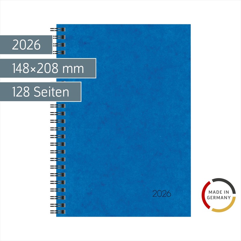 BRUNNEN Book Calendar Model 796 2026 | A5, Cardboard, Blue