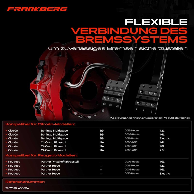 Frankberg Front Brake Hose, Brake Hoses, 410 mm, Compatible with