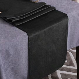 Camarero de terciopelo negro de lujo brillante de Strass camino de mesa, para casa de campo, mesa de cocina, té o café, comedor, decoración de fiesta