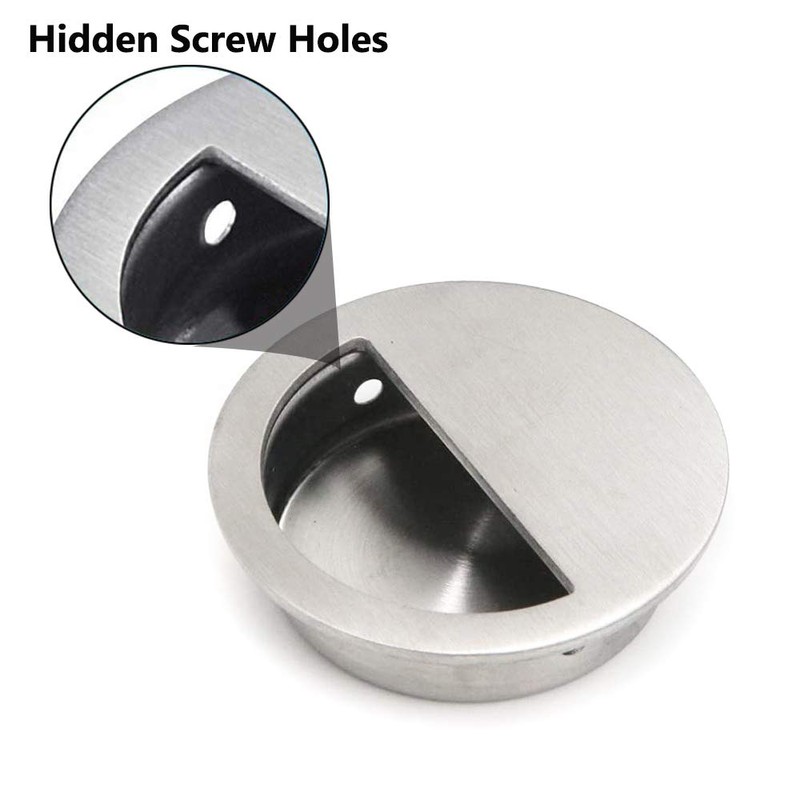 Bestgle 4 Packs Recessed Sliding Door Pull Handles, 60mm Stainless