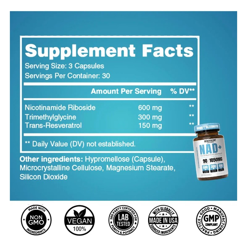 Nad 1050 Mg 3-en-1 Nr Resveratrol Tmg 90 Cpsulas
