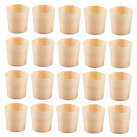 PACKOVE 40Pcs Biodegradable Wooden Drinking Cups Lightweight Round Wood Mugs for Outdoor Tableware Kitchen Use Party Snacks Dessert Serving