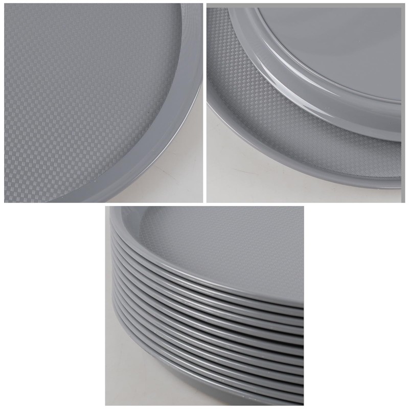 Rinboat 12 Pcs Round Restaurant Serving Trays, Food Meals Server
