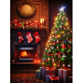 Zariocy 5D Diamond Art Kits for Adults Christmas, DIY Diamond Painting Art Christmas Tree Round Full Drill Crystal Diamond Embroidery Paintings Arts Craft for Home Office Wall Decor 12x16 inch