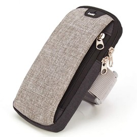 CHROME CRANE RB007 Sports Armband, Slub Pattern, Pouch, Earphone Jack, Smartphone, Mobile, Running, (01. Black)